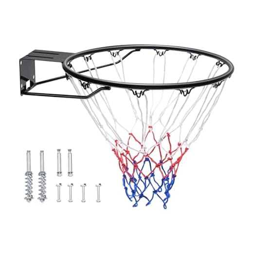 VEVOR Basketball Rim, Wall Door Mounted Basketball Hoop, Heavy Duty Q235 Basketball Flex Rim Goal Replacement with Net, Standard 18" Indoor and Outdoor Hanging Basketball Hoop