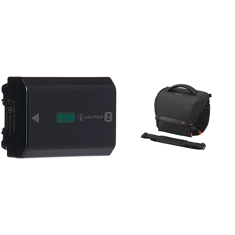 Sony LCSSC8 LCS-SC8 gepolsterte Tasche für DSLR Kamera mit Zusatzobjektiv, Schwarz & Sony NP-FZ100 Akku (InfoLITHIUM-Akku Z-Serie, 7,2V/16,4Wh (2280 mAh) schwarz