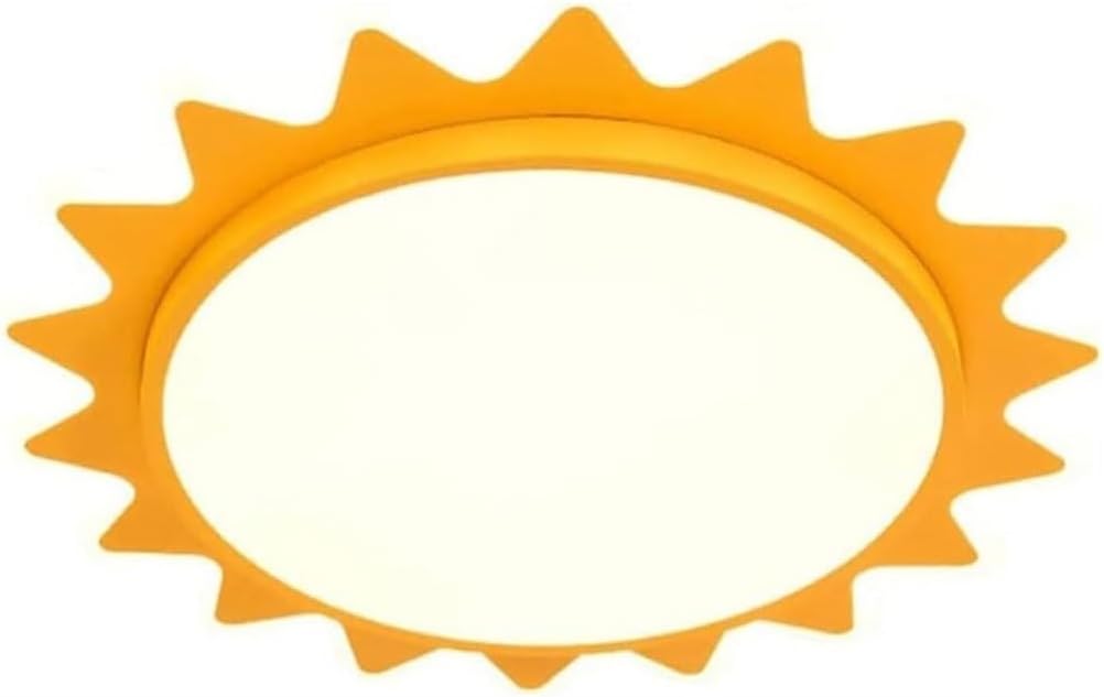 Yellow Sun Shaped LED Close to Ceiling Light, 3 Selectable Light Colors, Modern Overhead Lamp for Childrens Room, Playroom, Dining Room