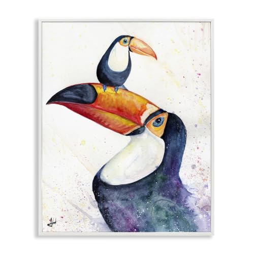 'Toucan Baby & Mother Perched'| Framed Giclee Art