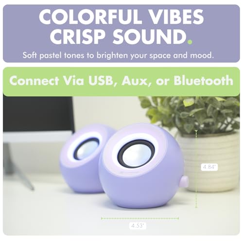 X9 Performance Purple Computer Speakers for Desktop PC with RGB Lighting, Bluetooth, USB, and AUX - Triple Mode Connection, Dual 2.25" Drivers for Work and Play - Bluetooth PC Speakers - Purple