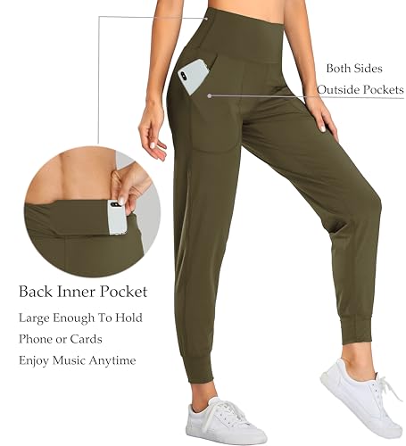 Image of Oalka Women's Joggers High Waist Yoga Pockets Sweatpants Sport Workout Pants