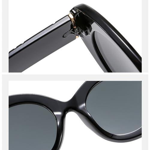 Lunettes de soleil mode grand cadre rétro bicolore blanc vert style léopard rond - 2