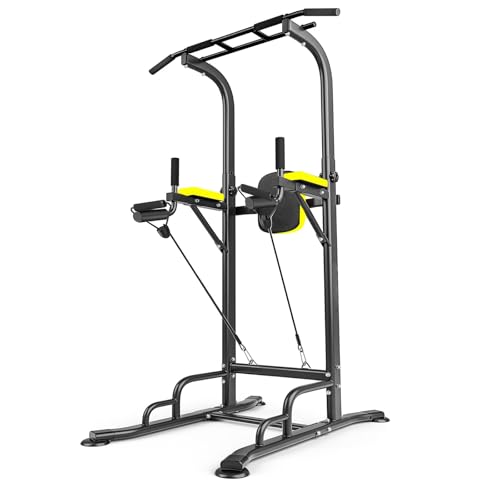 Power Tower Dip Station, Multifunktional Fitness Turm klimmzugstange freistehend, Verstellbare Dipständer klimzuggerät …