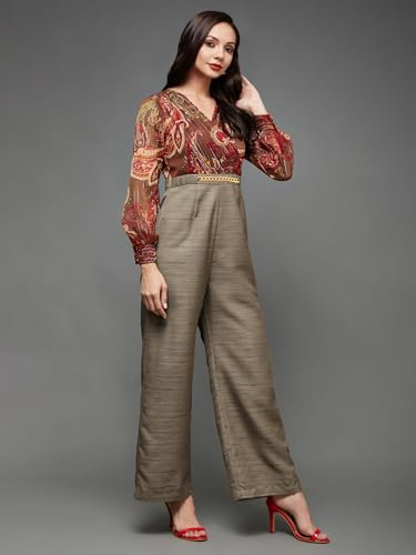 Image of Miss Chase Women's Keyhole Neck Regular Sleeve Regular Length Jumpsuit with Pockets