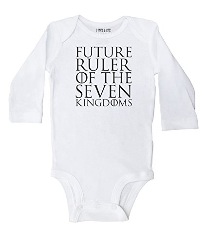 Image of Baffle "Future Ruler White Long Sleeve Onesie, Black Text - GoT Clothing (3 mo)