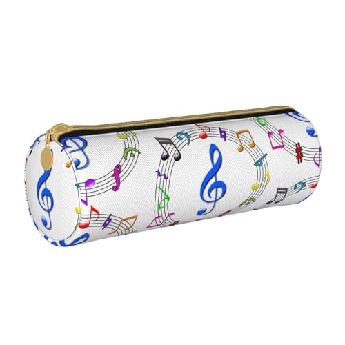 KUDGAWGS Music Round Leather Pencil Cases for Girls Boys, Pencil Case Pen Bag Pouch Pencil Organiser for School Office Kids Teens Adults
