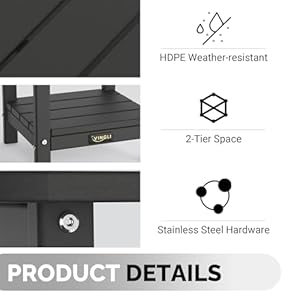 Vinglioutdoorsidetablewith2layerstorageplasticwaterproofanduvresistanthdpeadirondackcoffeeendtablesallweatherforpatiobackyardpoolindooruseblack Urban Country Home Decor Vingli outdoor side table with 2 layer storage plastic waterproof and uv resistant hdpe adirondack coffee end tables all weather for patio backyard pool indoor use black urban country home decor