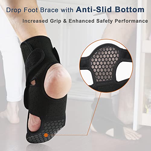 Jomeca Upgraded Drop Foot Brace For Walking With Shoes - Dual Forefoot Support Plates Adjustable Soft Afo, Foot Drop, Tbi, Als, Ms, Bone Fracture, Fits Women & Men (Left, S/M) #TOP4