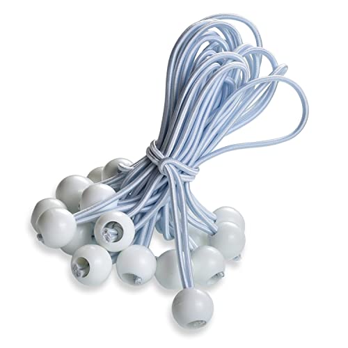 fuxton 25 Tendeur Elastique Caoutchouc Professionnel avec Boule (Blanc 195 mm) pour Tentes, Bâches, Affiches. Tendeur Bâche, Sangle Élastique, Support de Bâche, Caoutchouc de Bâche, Tendeur Caoutchouc