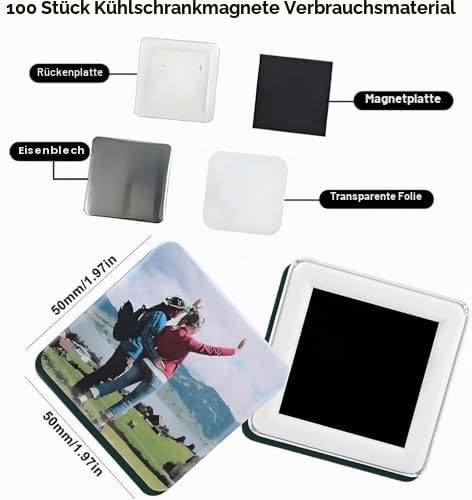 Kühlschrankmagnet-Hersteller-Set, 500 Stück, quadratisch, DIY-Kühlschrank-Magnetzubehör, 50 mm Knopfmaschine für Bastelprojekte
