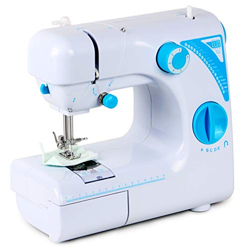 Sewing Machine for Beginners,Portable Sewing Machine That Can Be Switched to Electric or Pedal for Household Crafting Mending 19 Kinds of Sewing Stitch (Blue)