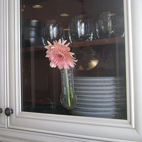 Gadjit Vinyl Window Vases Mini Single Style (Pack of 2) - Vase are Vinyl Not Glass, Suctions to Windows and Mirrors, Holds Flower Stem and Water, Clear Flexible Vinyl