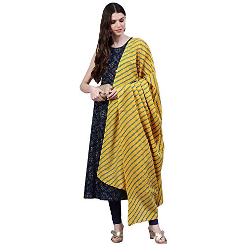 Image of Stylum Women's Printed Rayon Flared Kurta Dupatta Set