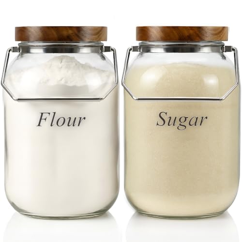Yoenktss Glass Flour Sugar Storage Containers With Handle