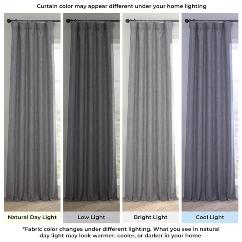 Image of HPD Half Price Drapes - Faux Linen Curtains for Living Room (1 Panel) - 50W X 84L - Textured Room Darkening Curtains for Bedroom 84 Inches Long - Drapes for Home Decor, Blazer Grey