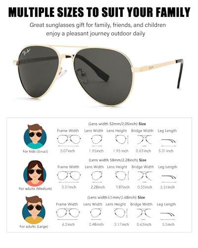 Image of Pro Acme Polarized Aviator Sunglasses for Men and Women 100% UV Protection, 58mm
