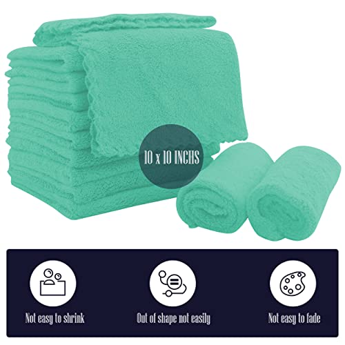 Image of 16 Pack Baby Washcloths - 10x10 Inch, Coral Fleece - Extra Absorbent and Soft Wash Clothes for Newborns, Infants and Toddlers - Suitable for Sensitive Skin and New Born - Baby Shower - Aqua Green