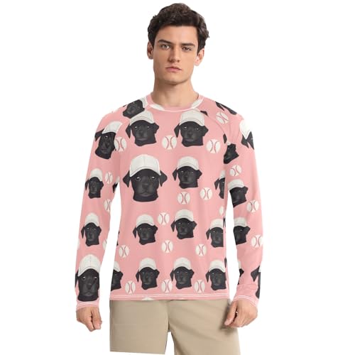 Mens UV Protection Shirts Rash Guard Long Sleeve UPF 50+ Baseball Hat Dog Quick Dry S