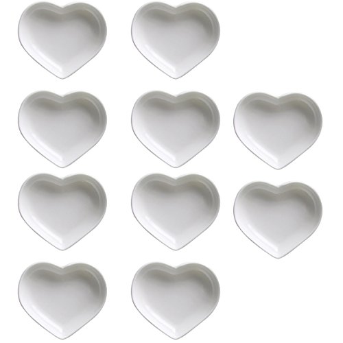Free Shipping 🛒 SOCOSY Heart-shaped Multipurpose Ceramic Sauce Dish Seasoning Dishes Sushi Dipping Bowl Appetizer Plates Serving Dish Saucers Bowl(Set of 10)