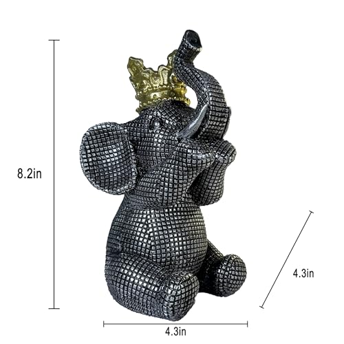 Estatua de Elefante Negro y Dorado para Hogar miniatura 2
