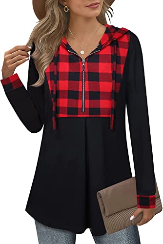 Siddhe Pullover Damen Hoodie 1/4 Zip Farbblock Sweatshirt Kapuzenpullover...