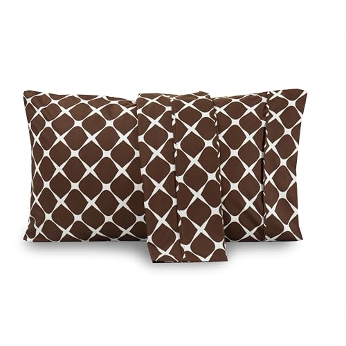 Image of Elegant Comfort Luxury Ultra-Soft 2-Piece Pillowcase Set - 1500 Premium Hotel Quality Microfiber Double Brushed - Wrinkle Resistant, King Size, Bloomingdale Chocolate Brown