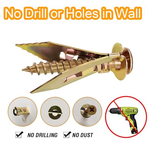 Generic ZHOYANINC Upgraded Self-Drilling Anchors Screws, 2024 New Premium Drywall Anchors And Screws Kit, No Drill Or Holes In Wall (0.47 * 1.37 Inches, 30Pcs), Moderate, Alloy Steel thumb #3