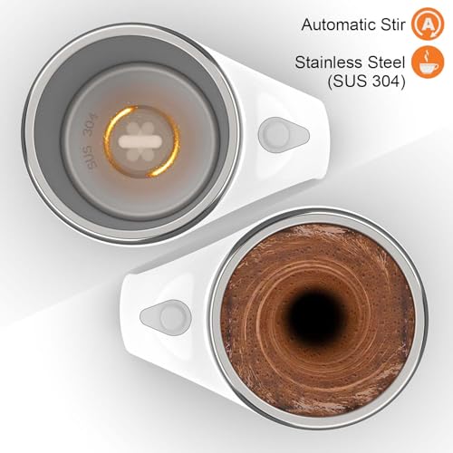 Image of CYANLUX Self Stirring Coffee Mug, Automatic Magnetic Stirring Coffee Mug, Rechargeable Stainless Steel Coffee Mug Electric Mixing Cup with Lid for Coffee Milk Tea (Purple)
