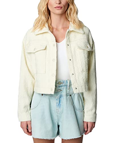 [BLANKNYC] Womens Luxury Clothing Tweed Cropped Jacket With Snap Front Closure, Comfortable & Stylish Coat