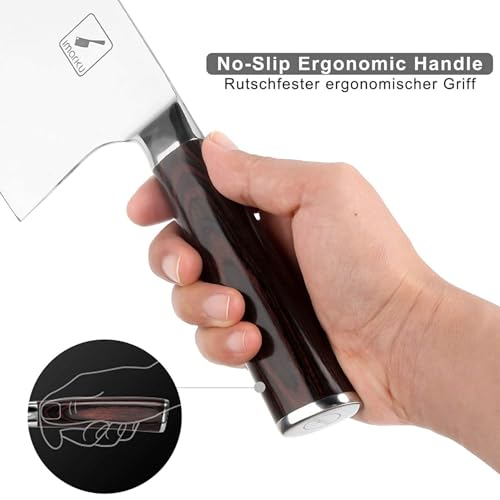imarku Cleaver Knife 7 Inch Meat Cleaver - Japan High Carbon Stainless Steel Butcher Knife with Ergonomic Handle, Ultra Sharp Chopping Knife, Kitchen Gadgets for Home/Restaurant, Gifts for Men Women