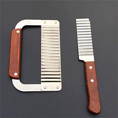 Anti-Falten-Aktenvernichter,Wellpappenschneider mit Holzgriff,Edelstahl-Salatschneider, zum Schneiden von Gemüse,Pommes Frites,Salaten,ist EIN