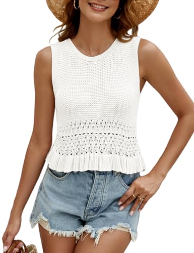 VIMPUNEC Womens Summer Crop Tank Tops Cute Knit...