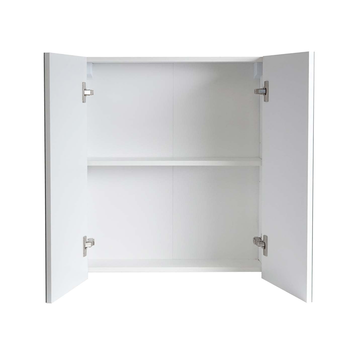 Mendler Szafka z lustrem HWC-B19b, szafka łazienkowa, szafka wisząca, 2 półki, wysoki połysk, certyfikat FSC, 70 x 60 x 16 cm, biała