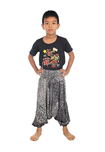 LOFBAZ Kids Harem Aladdin Peacock Child Pants Bohemian Baggy Black Size 3/4 Years LOFBAZ Kids Harem Aladdin Peacock Child Pants Bohemian Baggy Black Size 3/4 Years