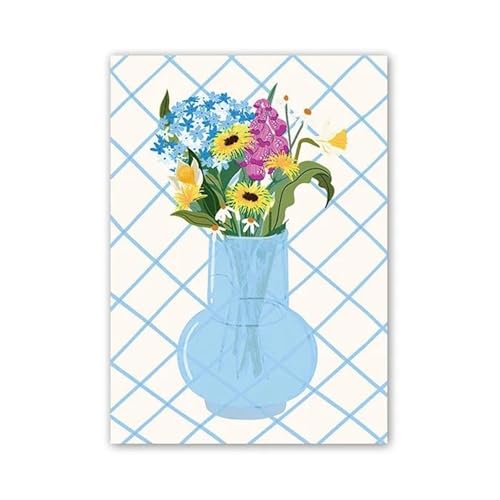 Affiche rétro de vase de fruits et fleurs toile 40x60cm LEMST