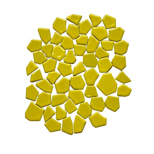 Smayt Yi 200G Bulk Ceramic Mosaic Pieces Irregular Mosaic Tile For Home Crafts Bathroom Flower Pot Outdoor Tables Coasters Decoration(0.8-1.2Inch,Yellow) #TOP18