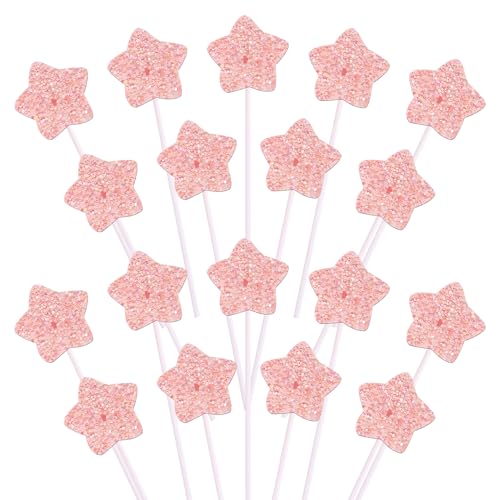 30 Pack Star Cupcake Topper Twinkle Twinkle Little Star Cupcake Picks Kids Birthday Wedding Engagement Baby Shower Cake Decorations Party Supplies Pink