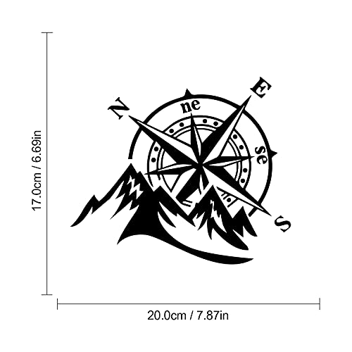 Iprokiu 2Pcs Mountain Compass Sticker For Car Vinyl Decal Car Body Window Bumper Sticker Laptop Skateboard Motorcycle Suv Trucks Car Sticker Waterproof Car Decoration (Brushed Silver) #TOP3