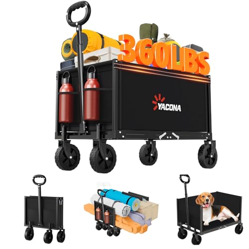 YACONA 3 in 1 Wagons Carts Foldable, 360LBS Lightweight...