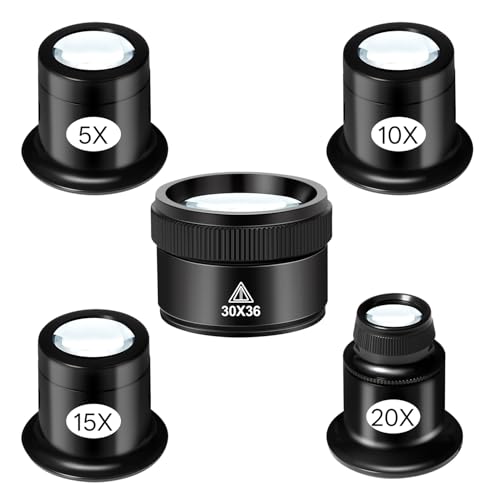 5 Pack Jewelers Loupe Magnifier Set 5X 10X 15X 20X 30X