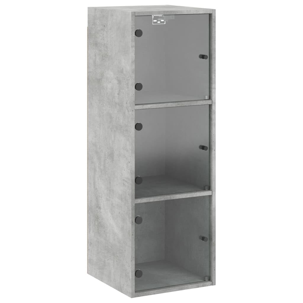 Vitrine moderne avec étagères de rangement suspendue en bois gris