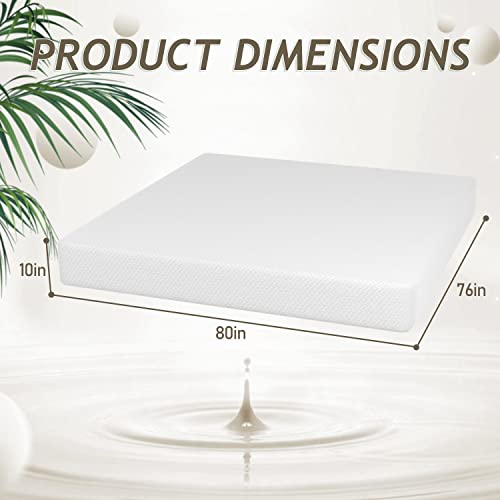 Image of PayLessHere 10 Inch Mattress Green Tea Memory Foam Mattress CertiPUR-US Certified,Removable Soft Cover,Fiberglass Free,King mattresses for Bed Frame, Bunk Bed, Trundle, Daybed,White