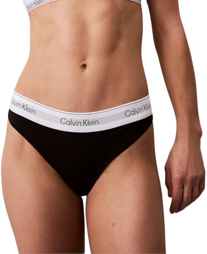 Calvin Klein Womens Stretch Thong Black (Black) M