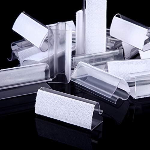 Boao 50 Pieces Transparent Clear Table Skirting Clips Model Plastic Tablecloth Clips Holder Clamps for Tablecover 3/4 Inch, 1 Inch with Hook Loop for Indoor Outdoor Wedding Picnic Camping Events
