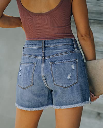 Image of CHICZONE Womens Mid-High Waisted Stretchy Denim Jean Shorts