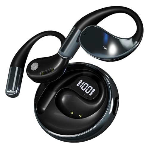 Souroyea Translation Earbuds - 139 Languages Translator Earbuds, Open Ear Headphones Wireless Bluetooth Headset, AI Instant Translating & Two-Way Recording Earphones with Free App Subscription（Black）