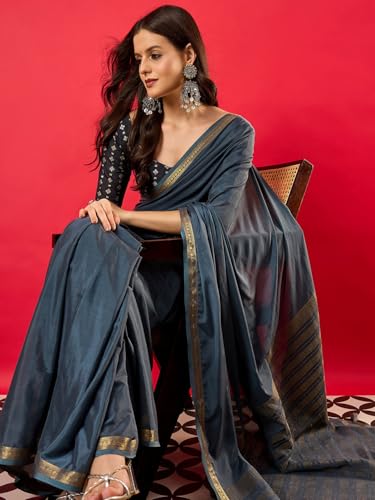 Image of AKHILAM Women's Kanjivaram Woven Soft Silk Saree With Blouse Piece
