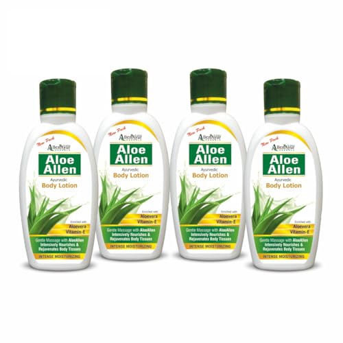 Aloe Allen Ayurvedic Body Lotion | Moisturizer | Enriched with Aloevera & Vitamin E | 120ml X 4