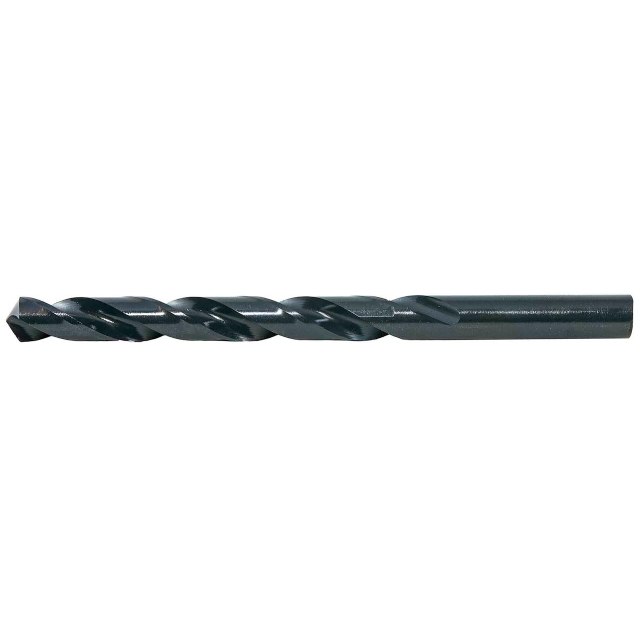 Drillco 180SE Series High-Speed Steel Jobber Length Drill Bit, Black Oxide Finish, Round Shank, Spiral Flute, 118 Degree Conventional Point, #27 Size (Pack of 12)